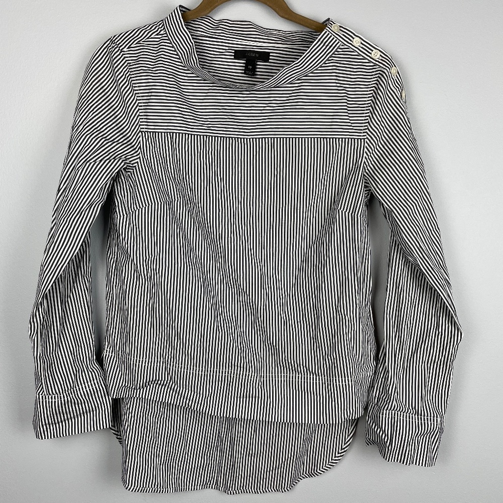 J. Crew Funnelneck Striped Dress Shirt Size 00